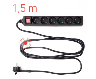 HAMA Listwa zasilająca Standard 6gn, 1.5m, czarna - 1416393 - zdjęcie 7